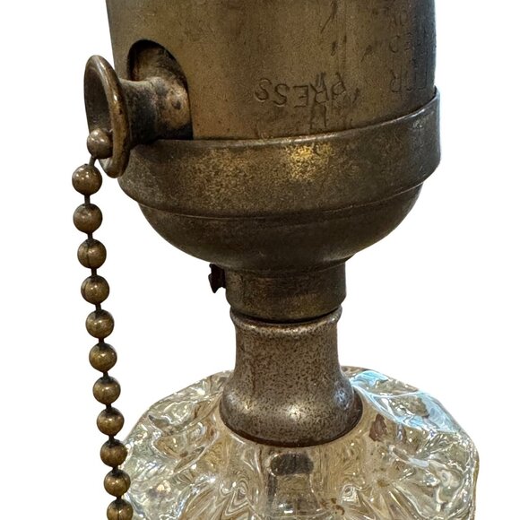 Crystal Door Knob Ashtray Brass Table Lamp Vintage Pull Chain 10.5” Cottagecore - Picture 10 of 16